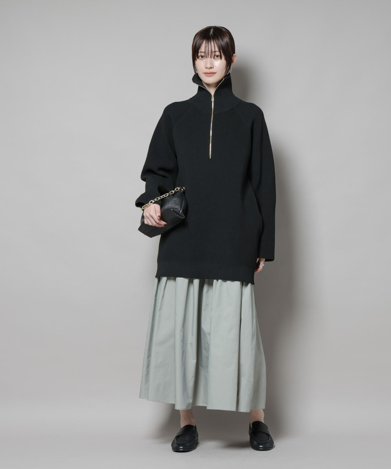 シャンブレータフタティアードギャザースカート