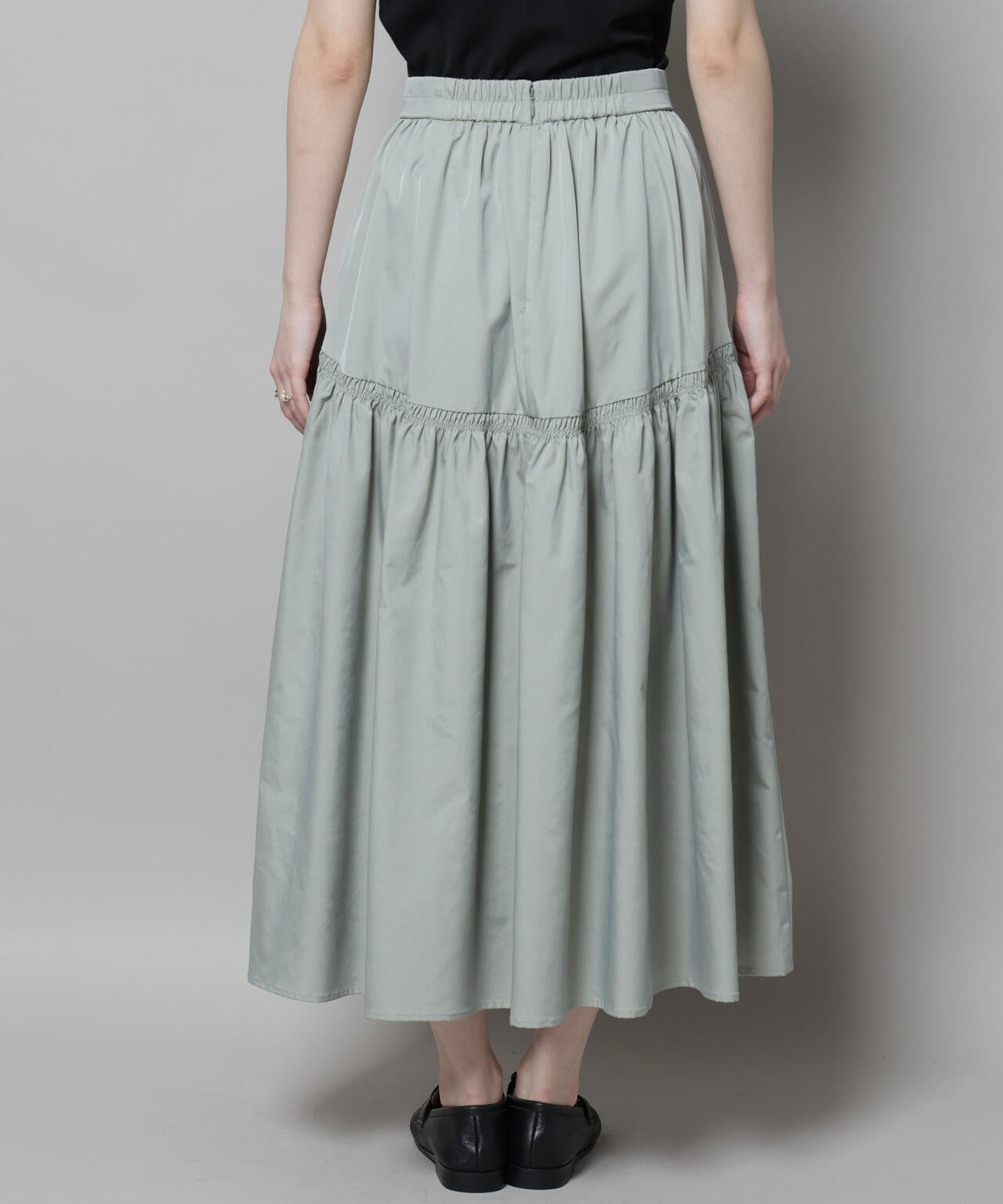 シャンブレータフタティアードギャザースカート