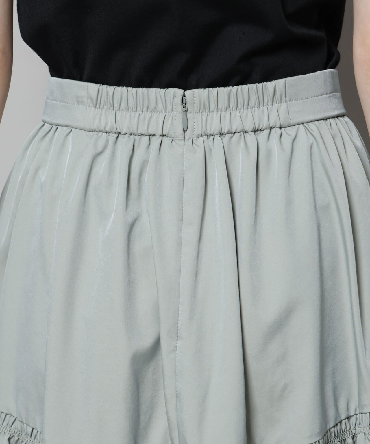 シャンブレータフタティアードギャザースカート