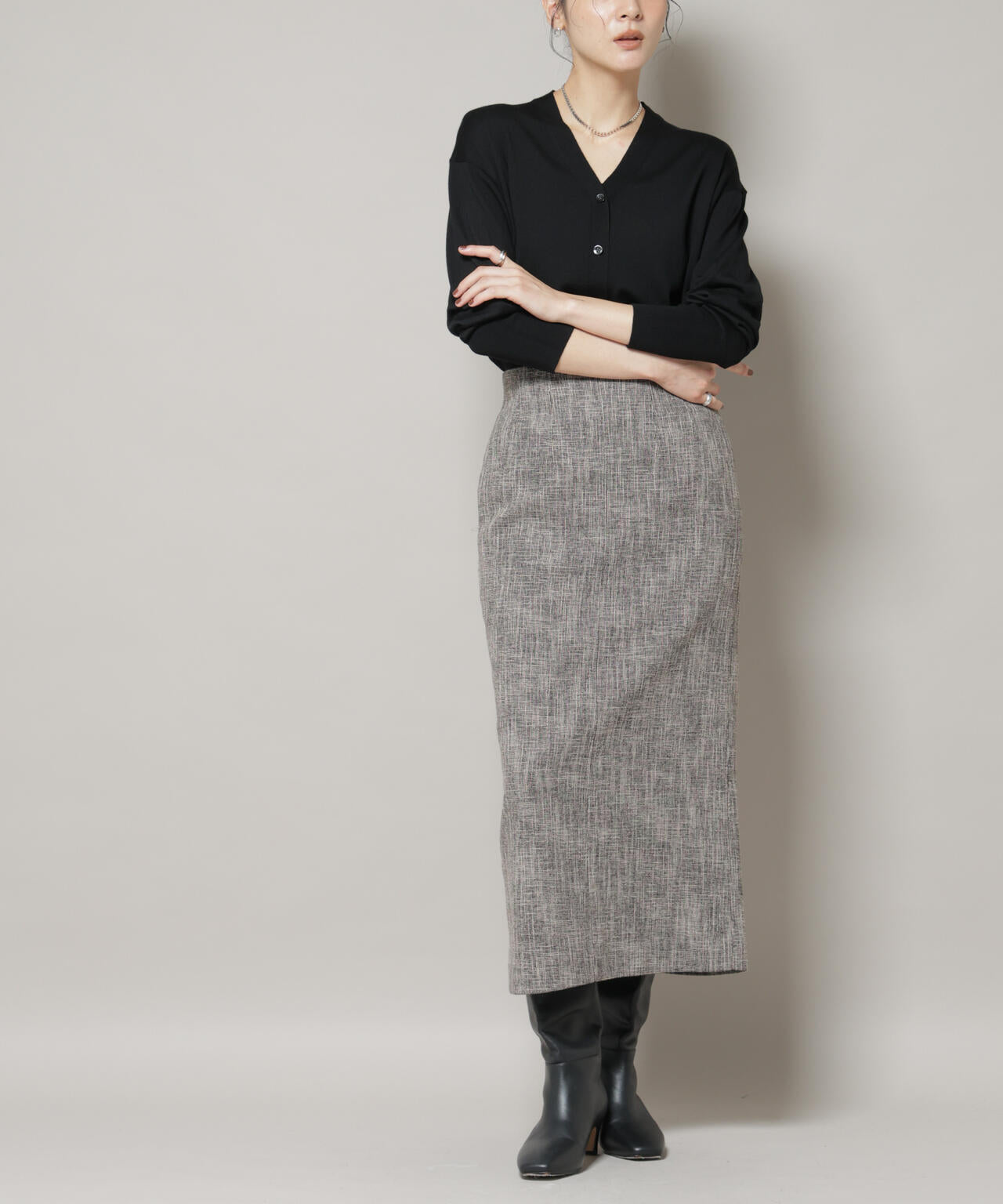 ツイードタイトスカート(セットアップ可)