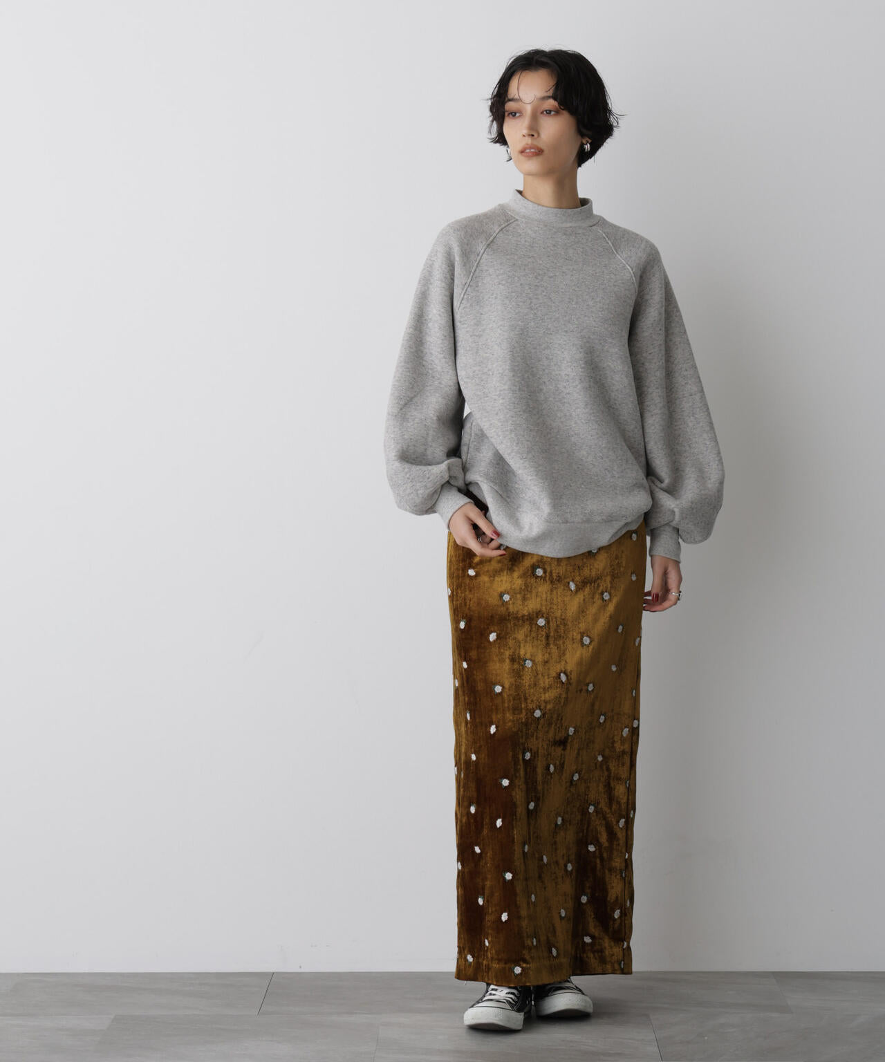 「STEVELOUR」ベロアブルームロングスカート(セットアップ可)