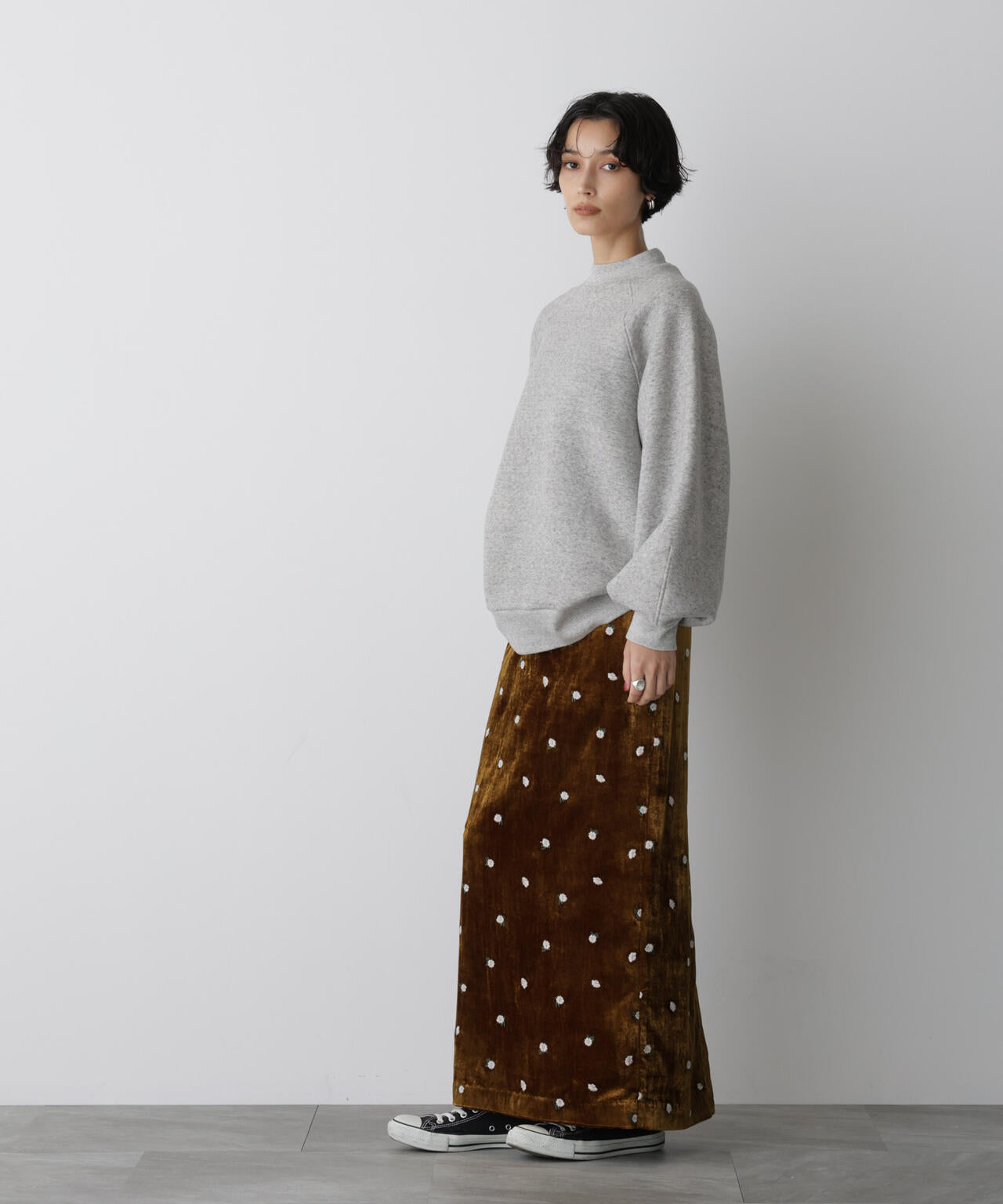 「STEVELOUR」ベロアブルームロングスカート(セットアップ可)