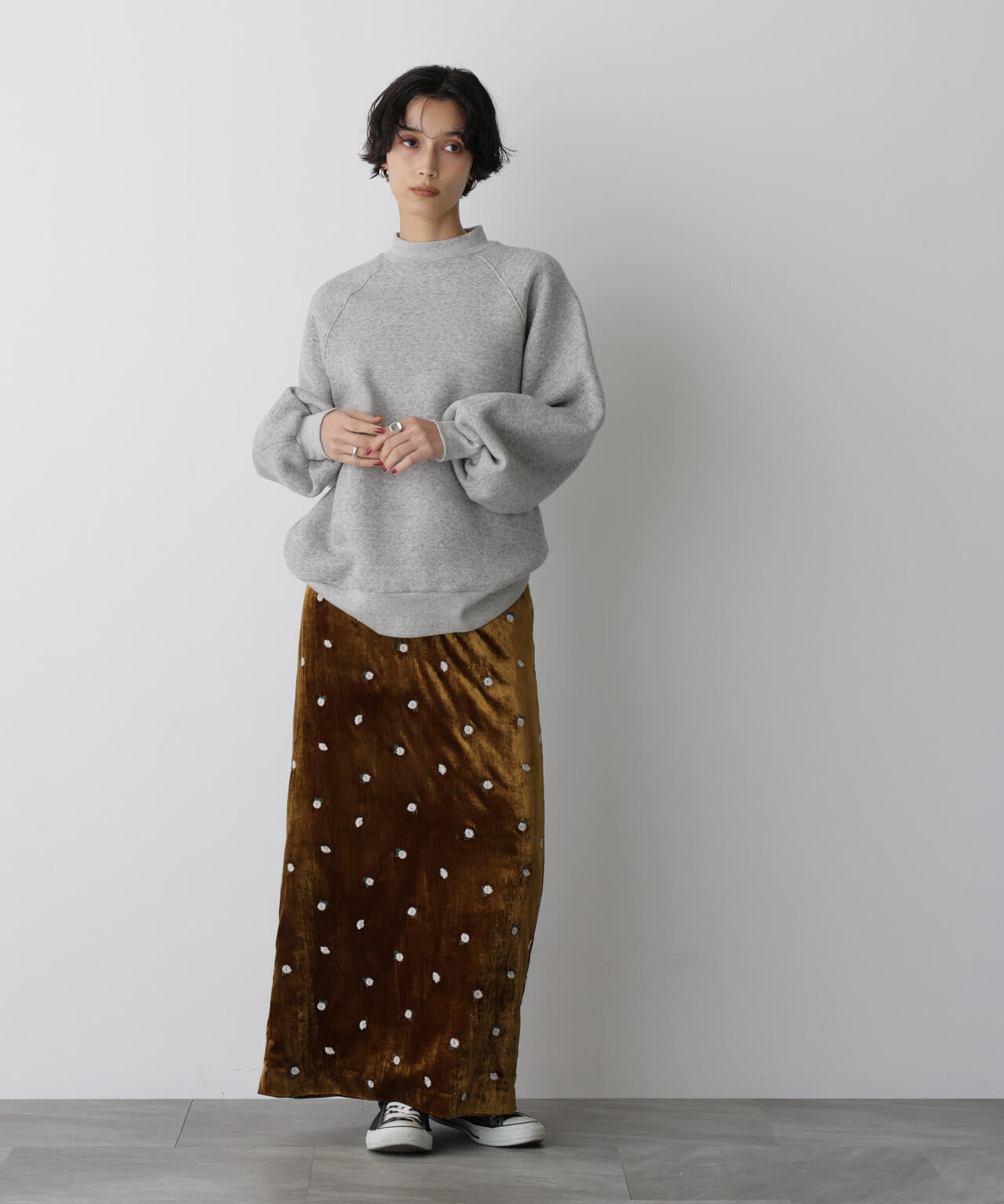 「STEVELOUR」ベロアブルームロングスカート(セットアップ可)