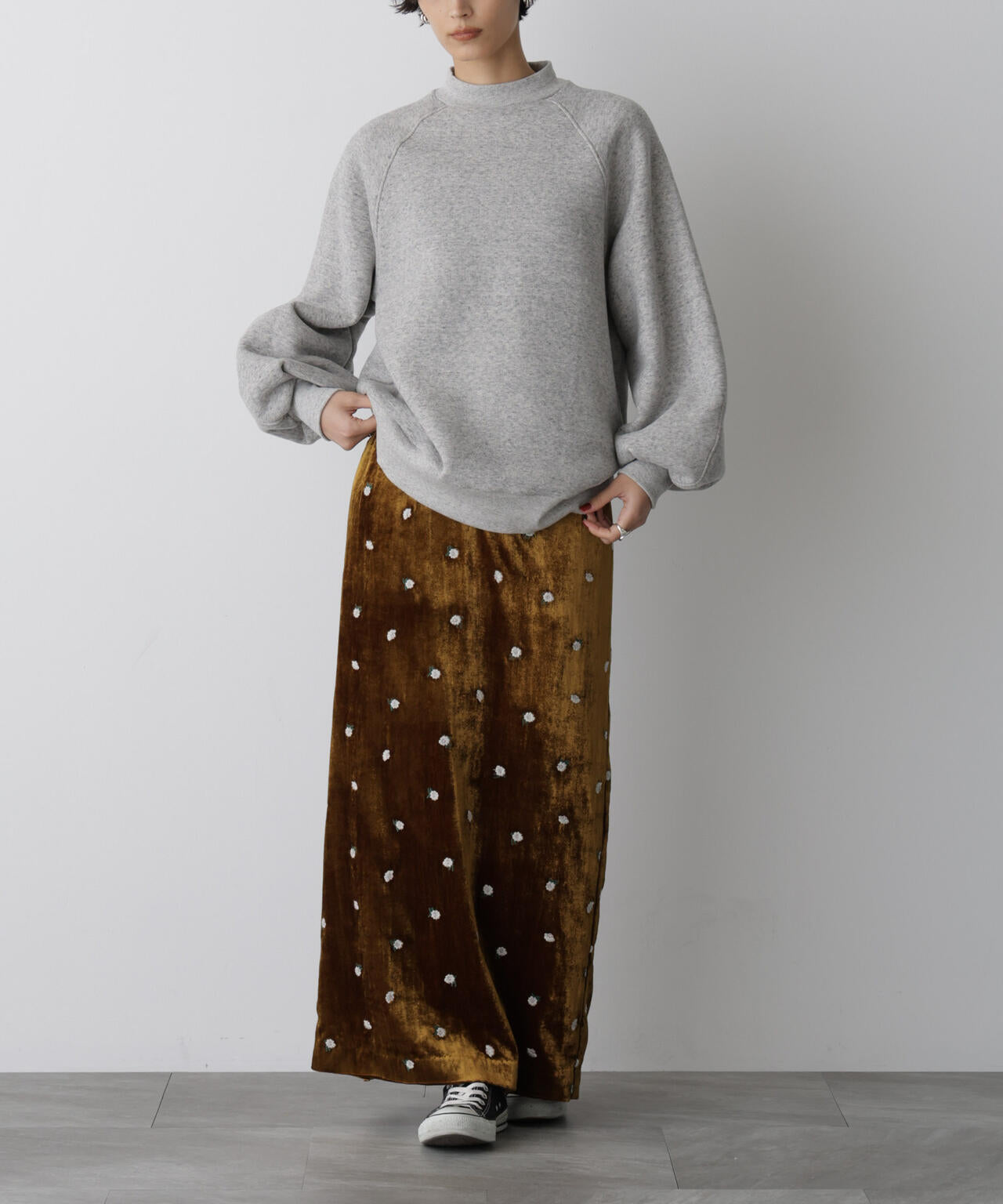 「STEVELOUR」ベロアブルームロングスカート(セットアップ可)