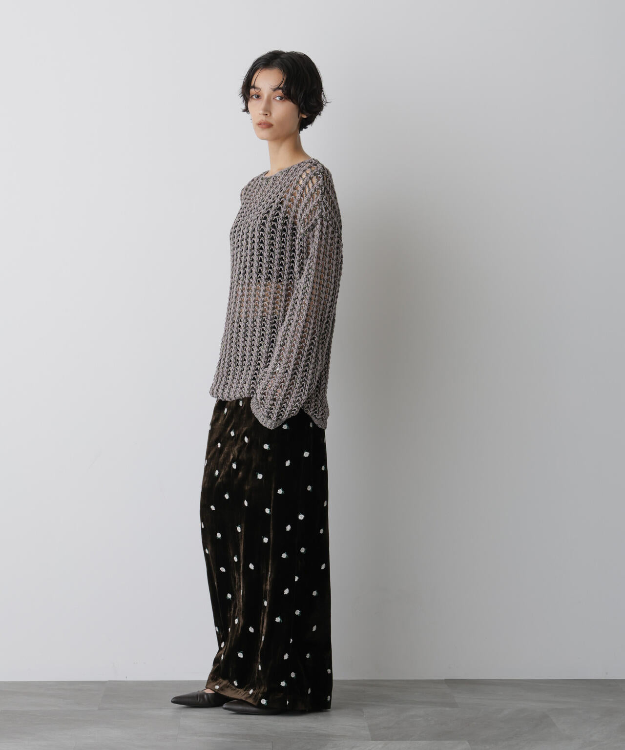 「STEVELOUR」ベロアブルームロングスカート(セットアップ可)