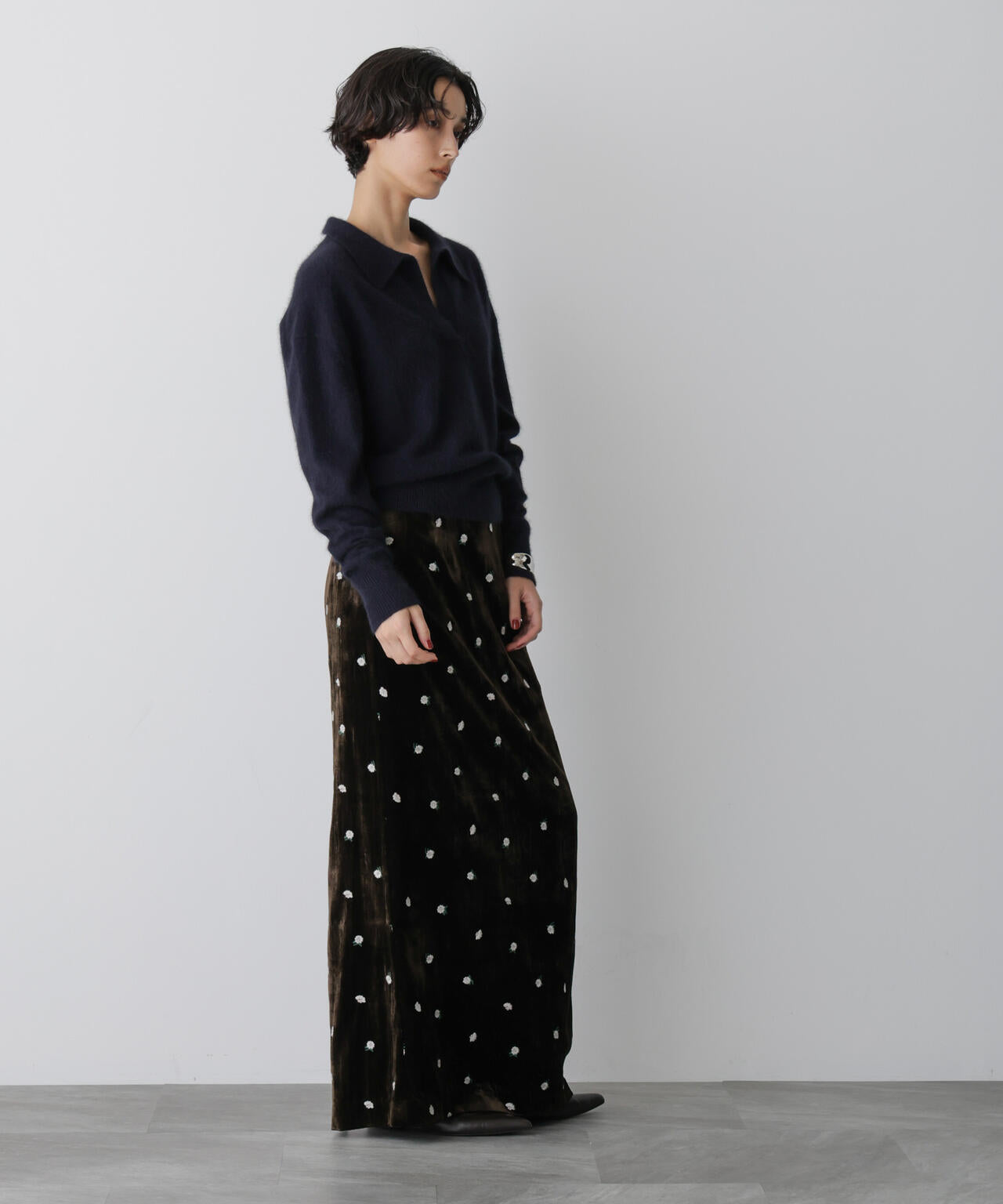 「STEVELOUR」ベロアブルームロングスカート(セットアップ可)