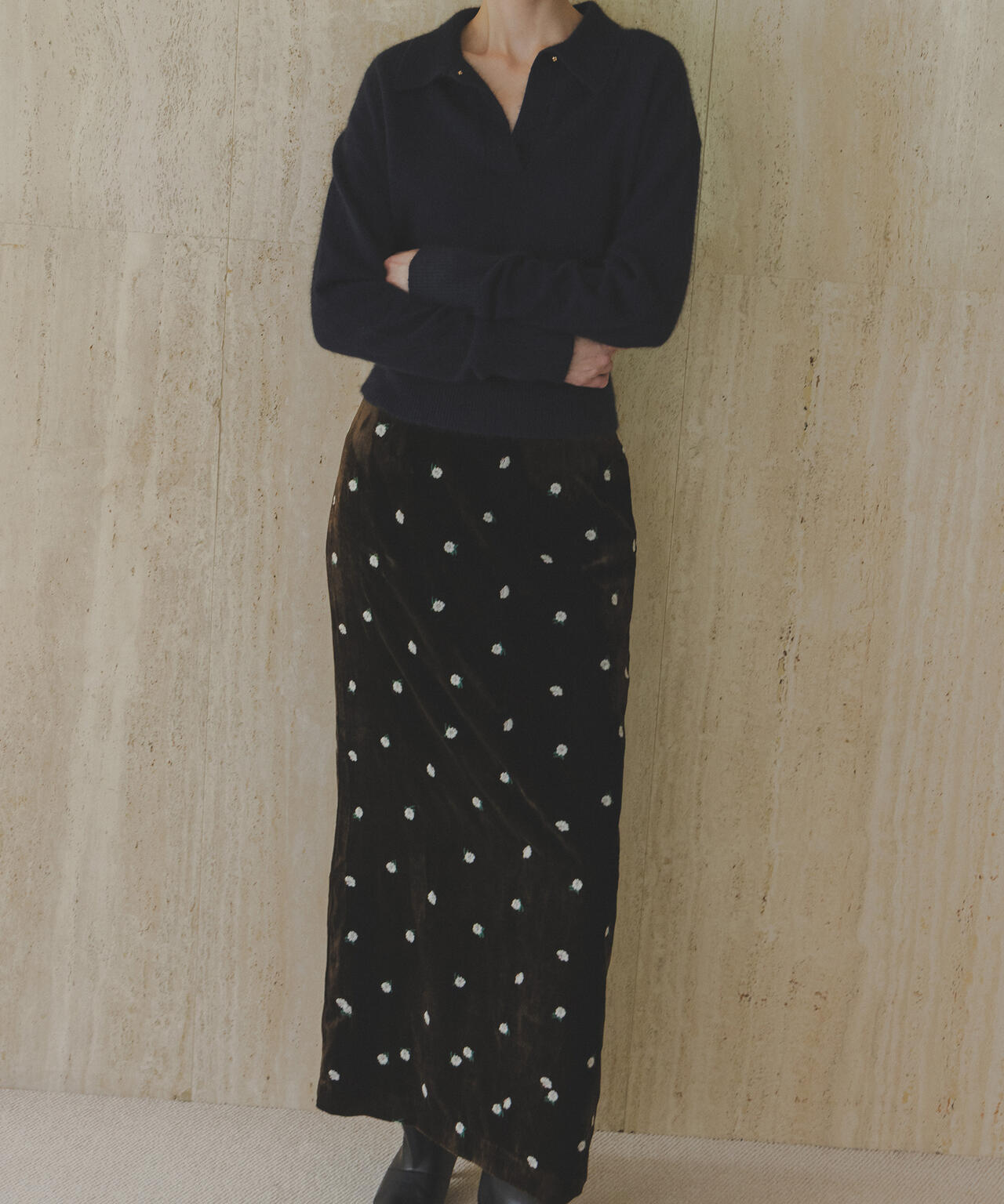 「STEVELOUR」ベロアブルームロングスカート(セットアップ可)