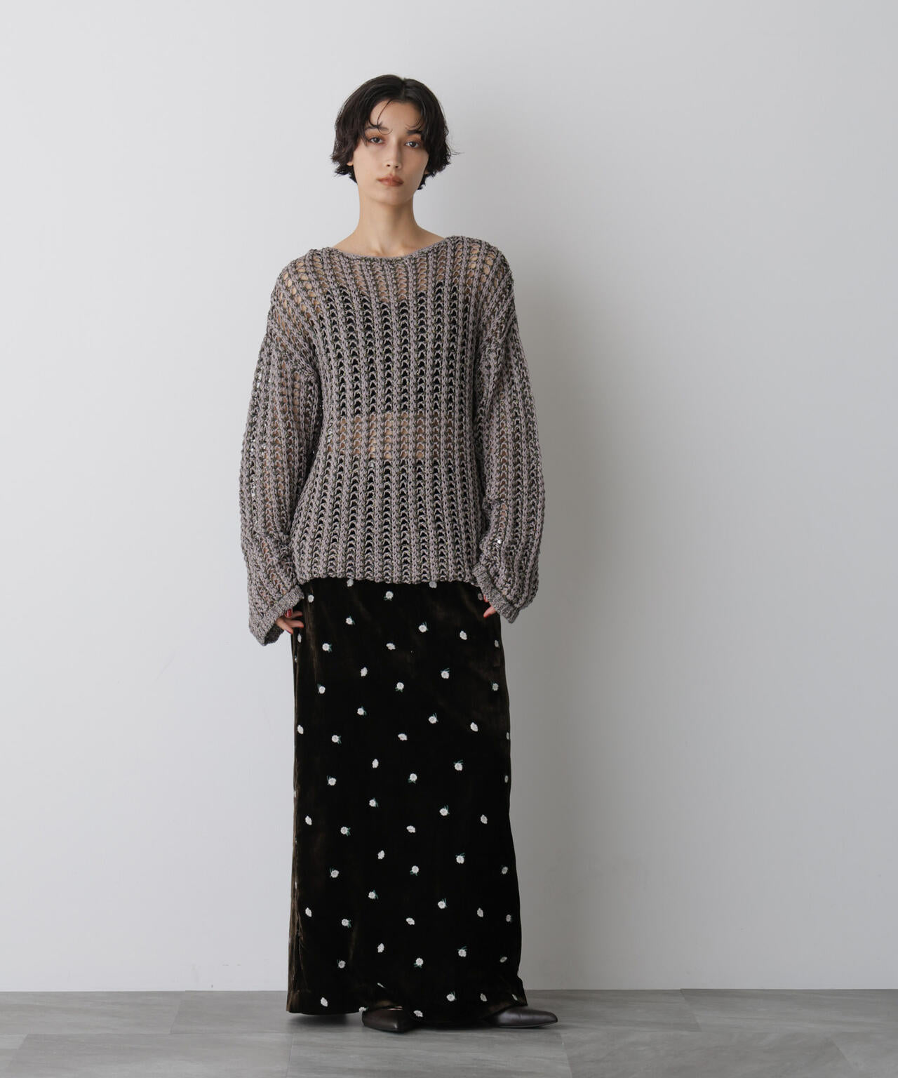 「STEVELOUR」ベロアブルームロングスカート(セットアップ可)