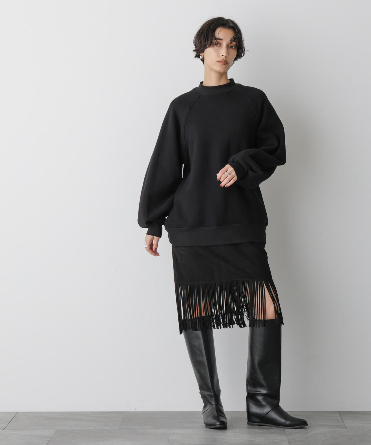 「STEVELOUR」ゴートレザーフリンジスカート