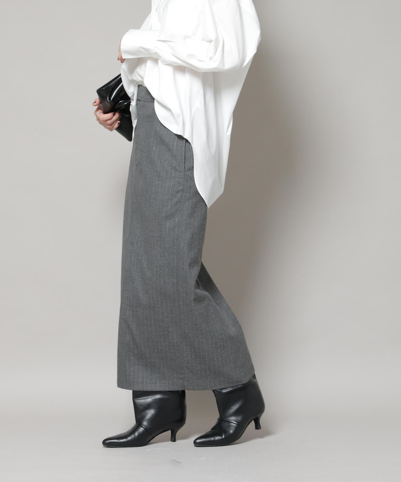 ラメストライプスーチングIラインスカート