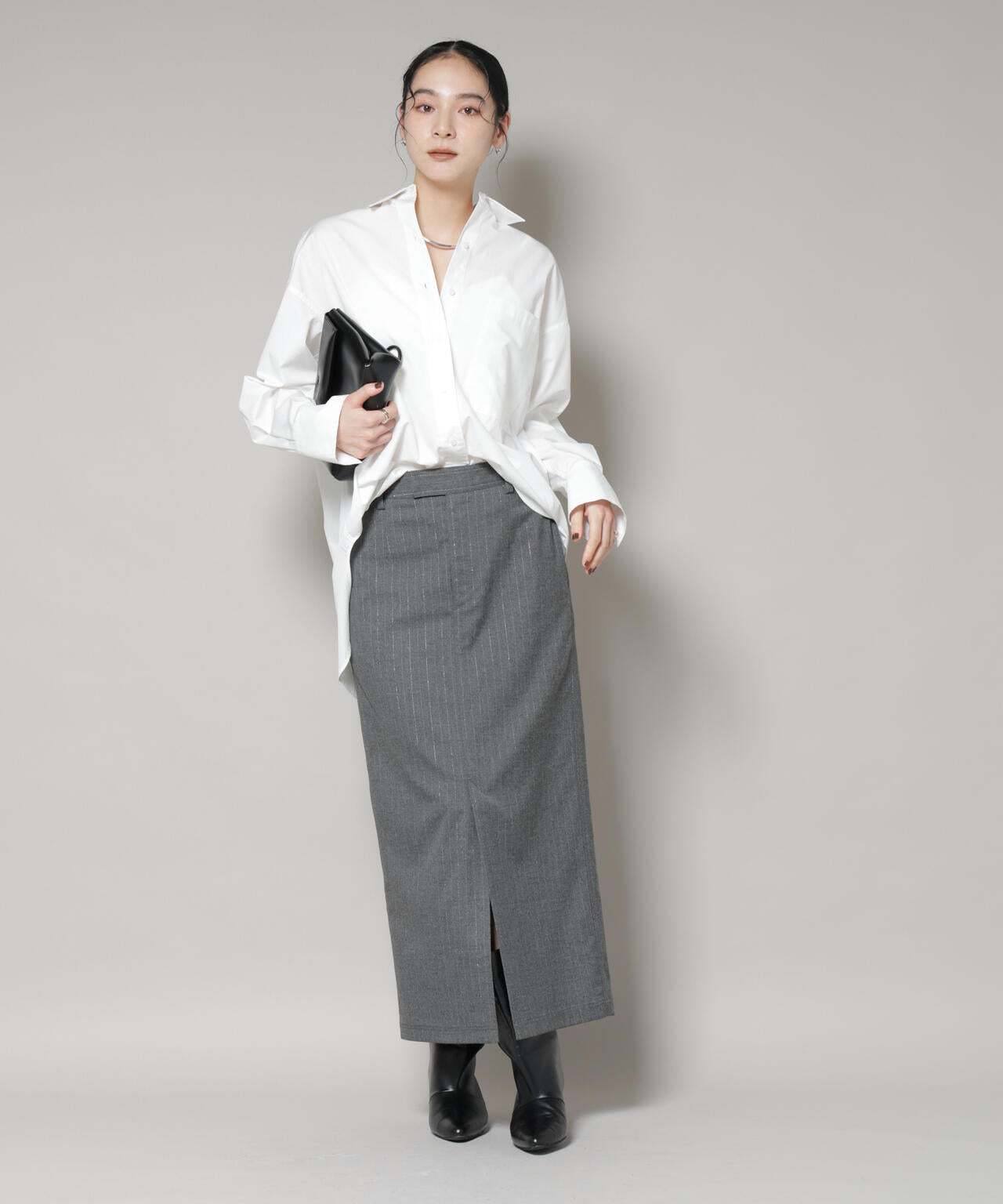 ラメストライプスーチングIラインスカート