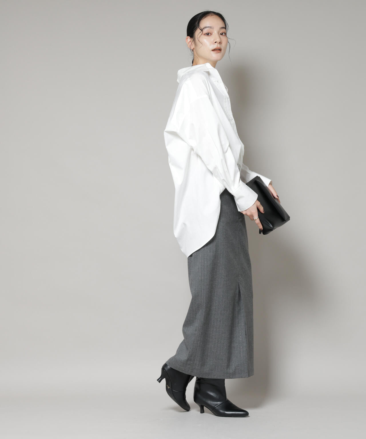 ラメストライプスーチングIラインスカート