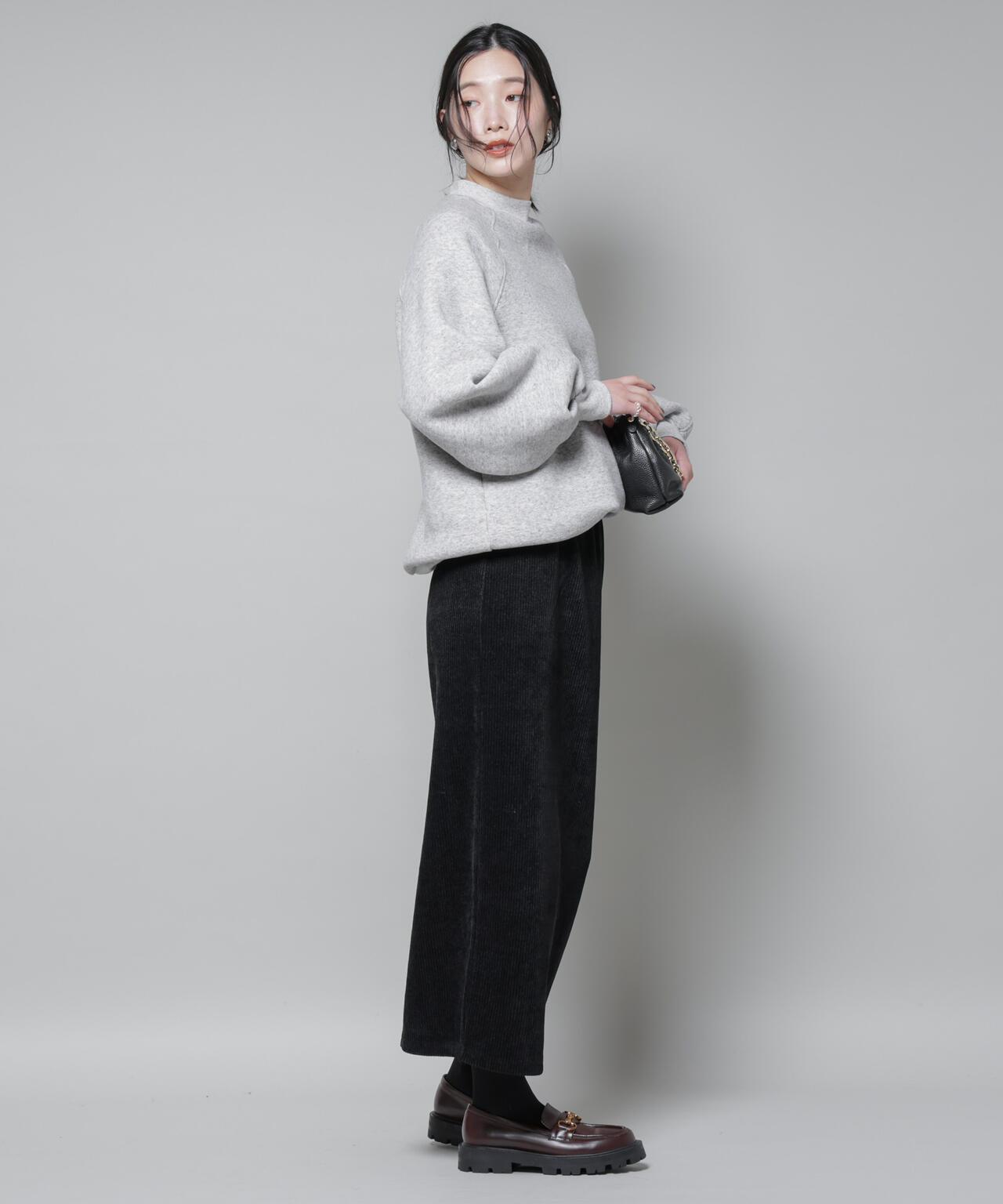 起毛リブカットタイトロングスカート