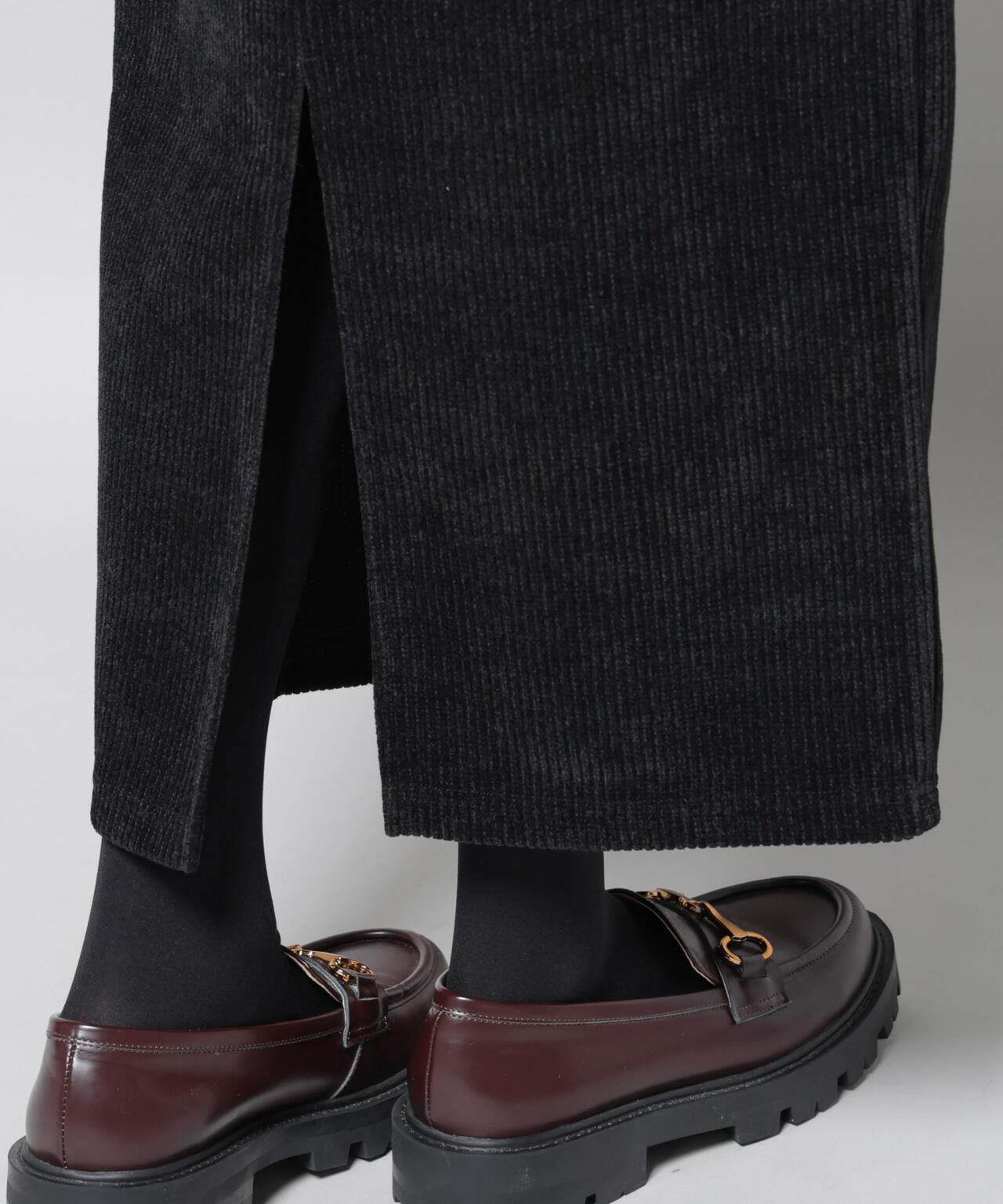 起毛リブカットタイトロングスカート