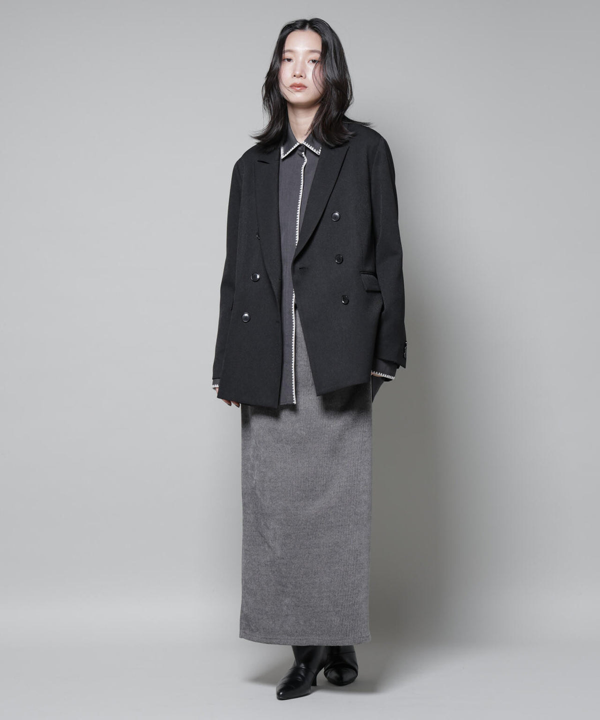 起毛リブカットタイトロングスカート