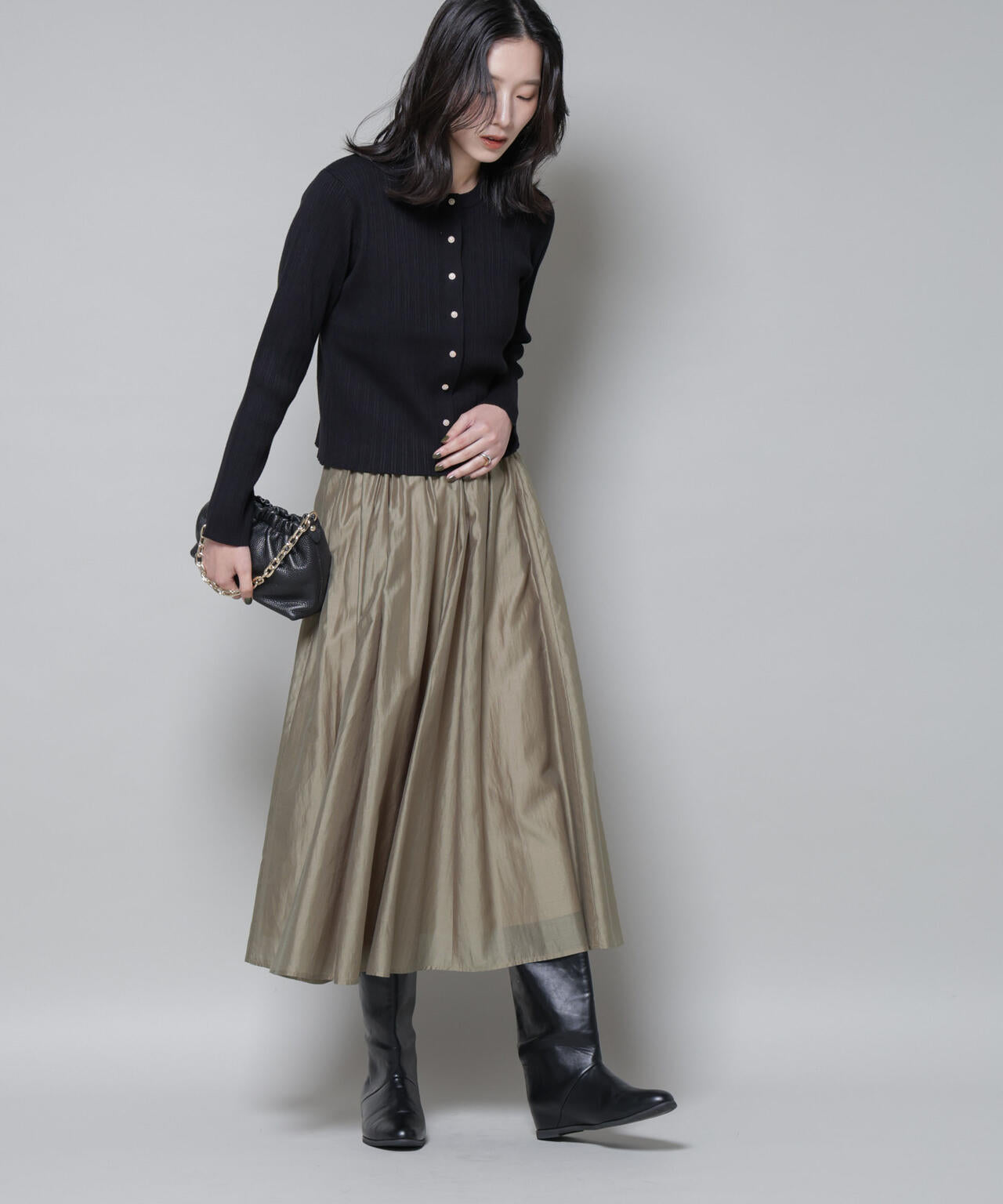 ブライトローンギャザータックスカート