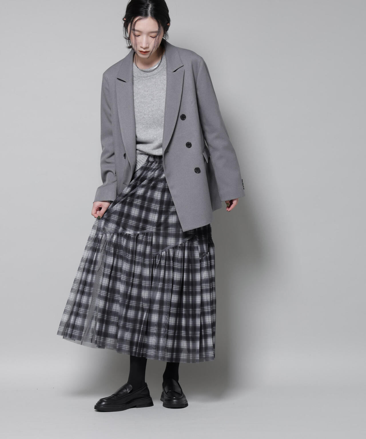 オンブレーチェックチュールスカート