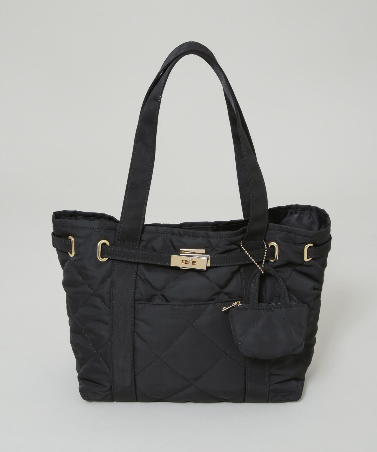 ミニバッグ付きキルティングトートバッグ