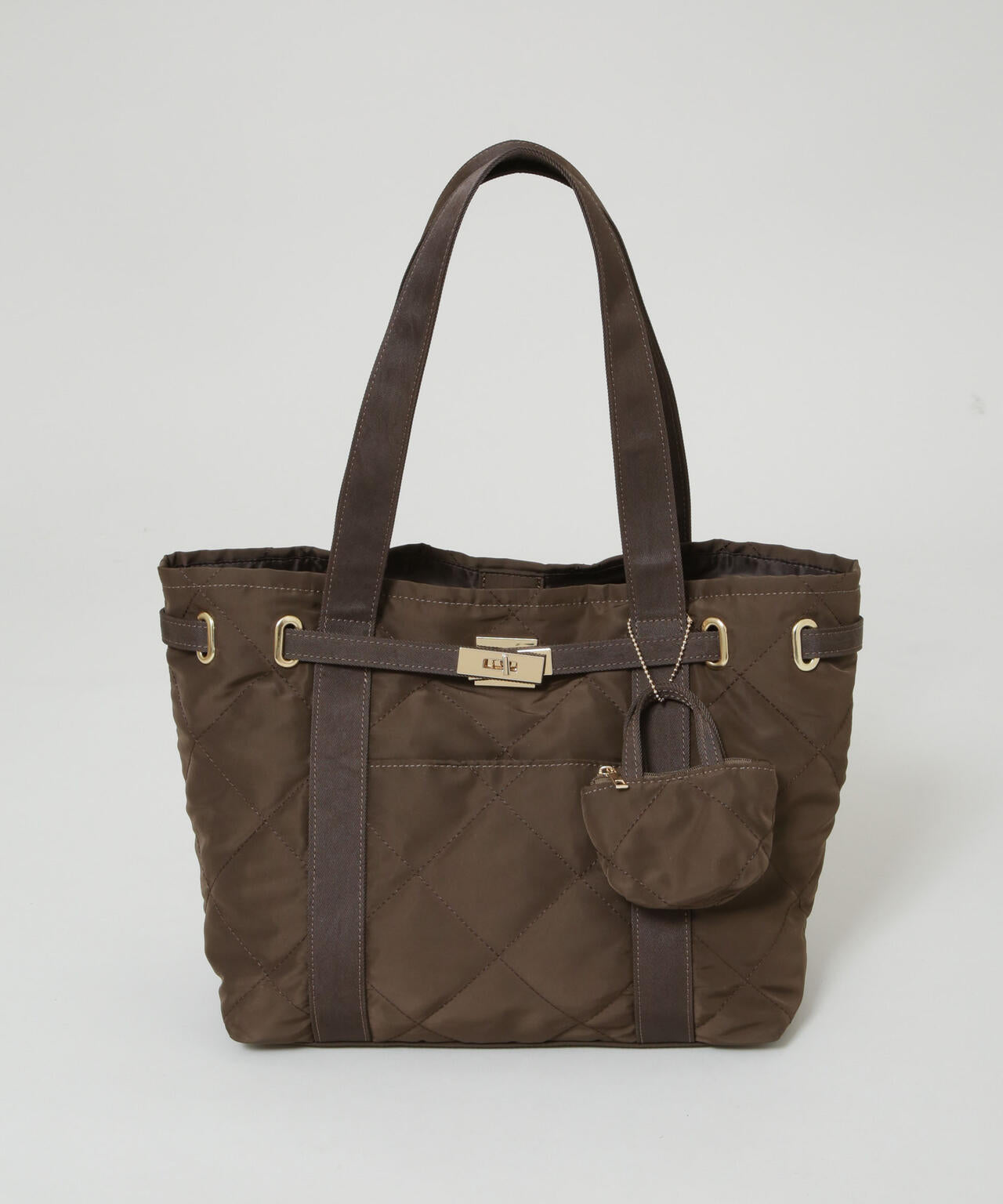 ミニバッグ付きキルティングトートバッグ