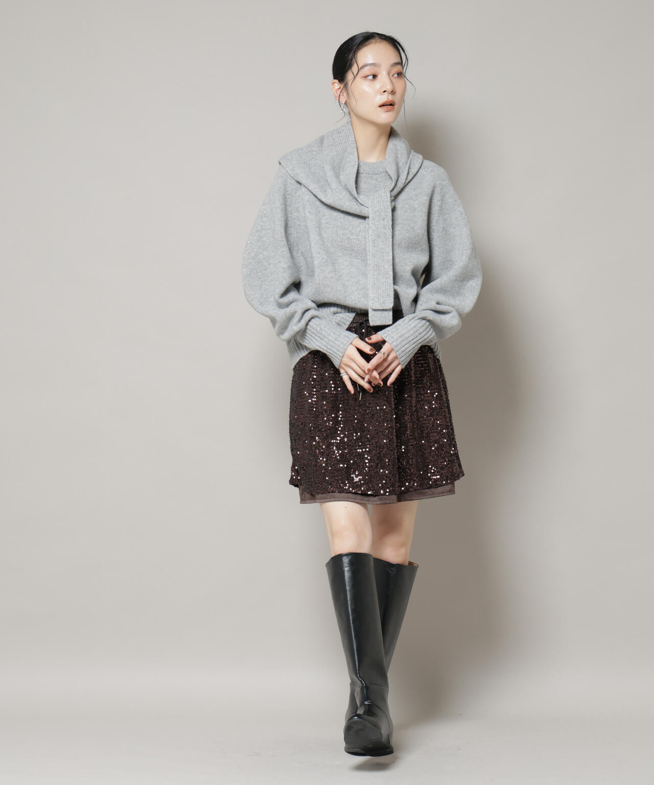 AQUAウールカシミヤトライアングルストール