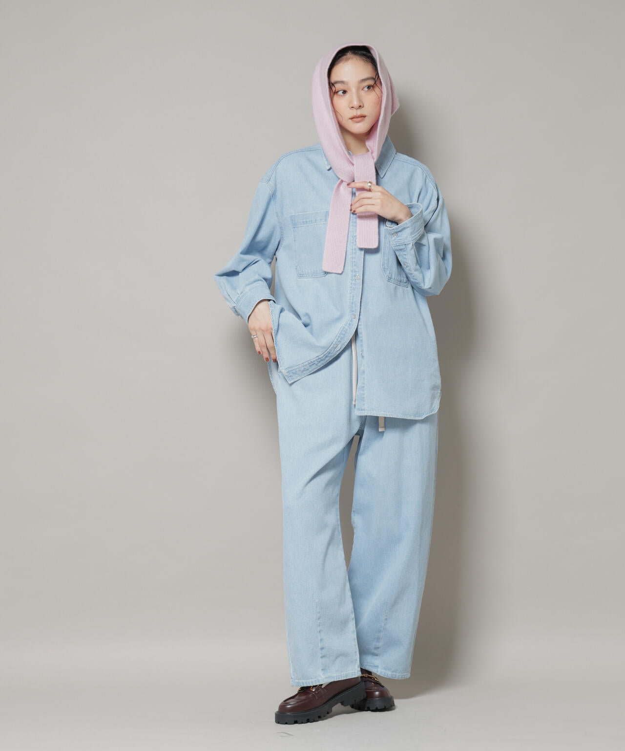 AQUAウールカシミヤトライアングルストール