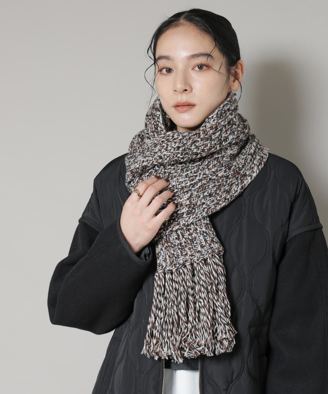 ミックスカラーニットストール