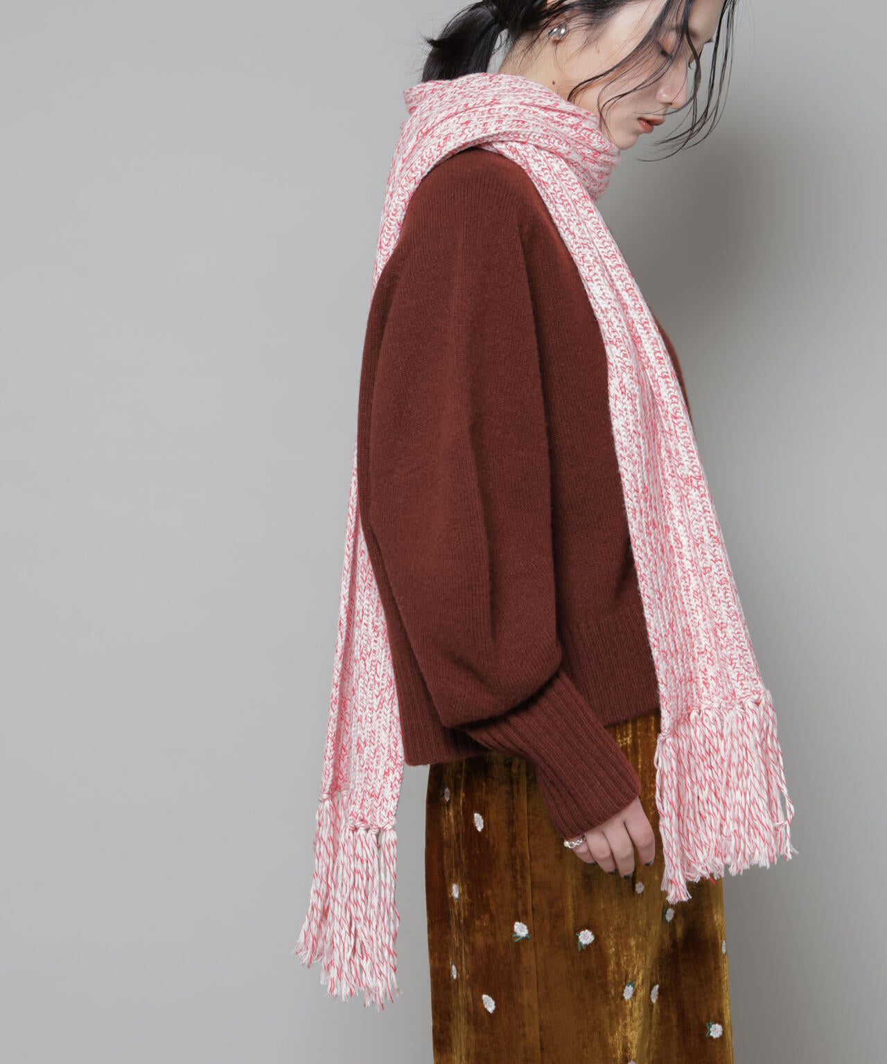 ミックスカラーニットストール