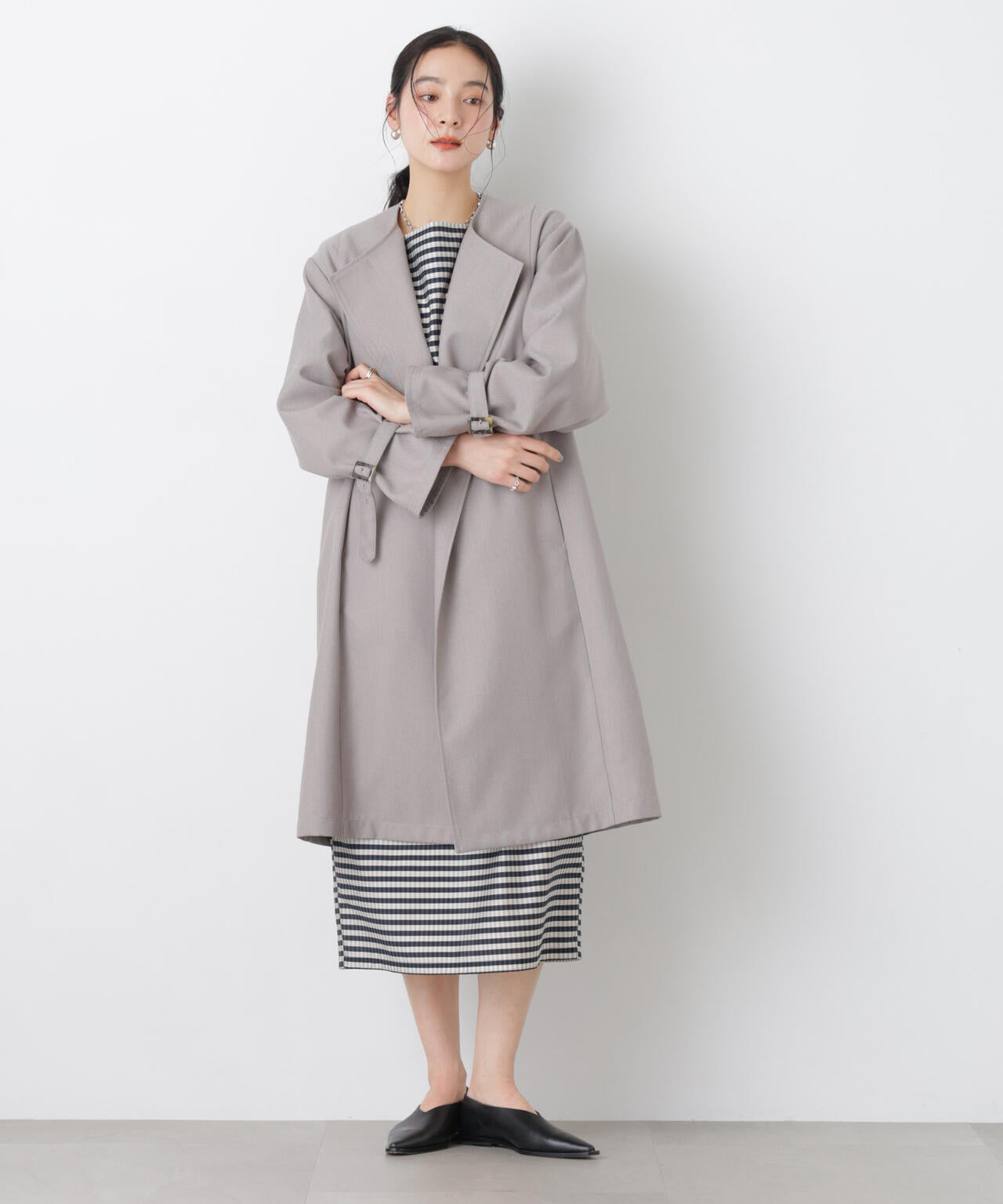 シャンブレーツイルラップコート