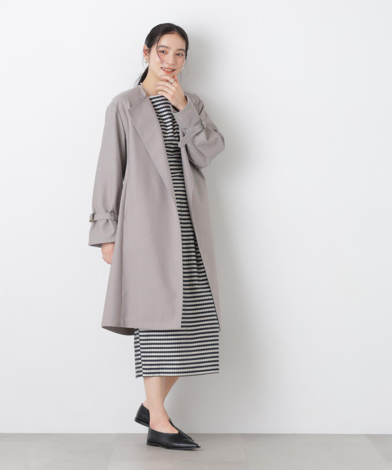 シャンブレーツイルラップコート