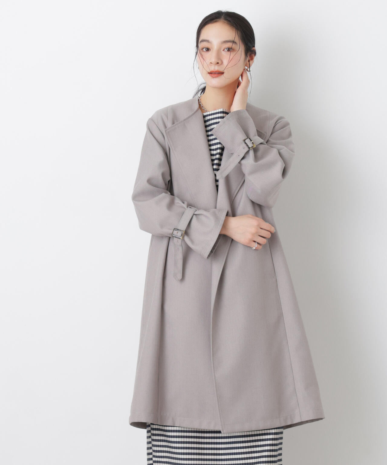 シャンブレーツイルラップコート