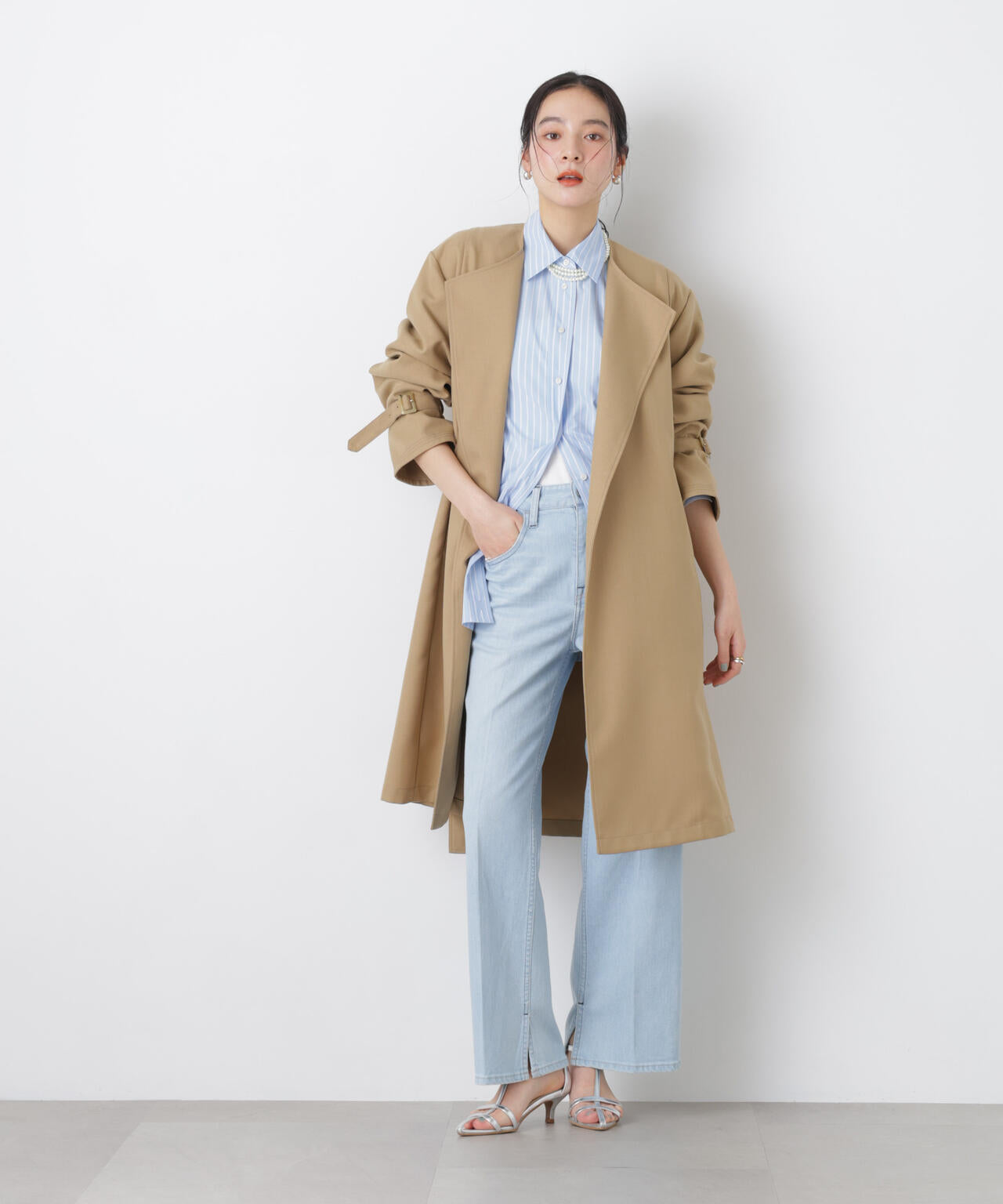 シャンブレーツイルラップコート