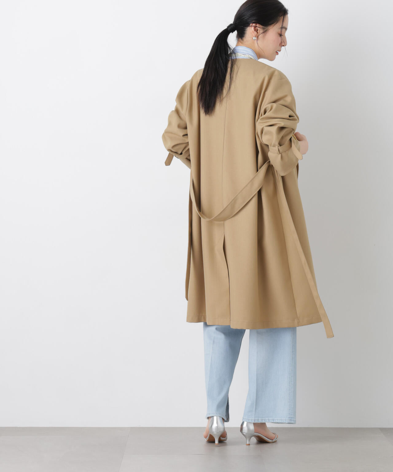 シャンブレーツイルラップコート