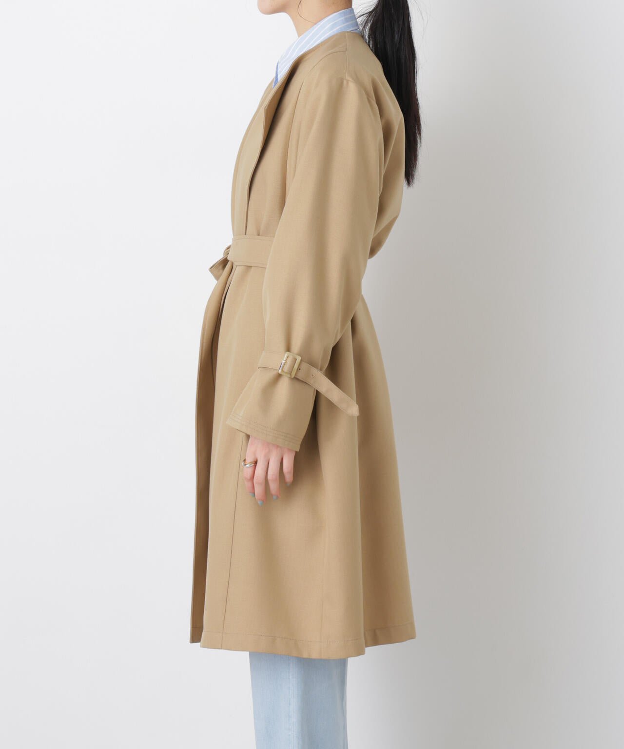 シャンブレーツイルラップコート