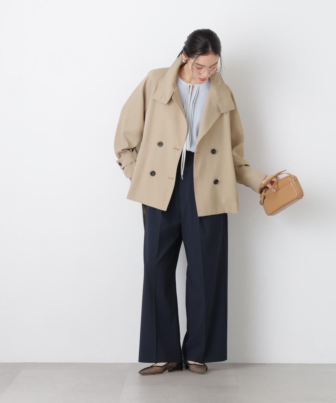 エアリーツイルベルテッドショートコート