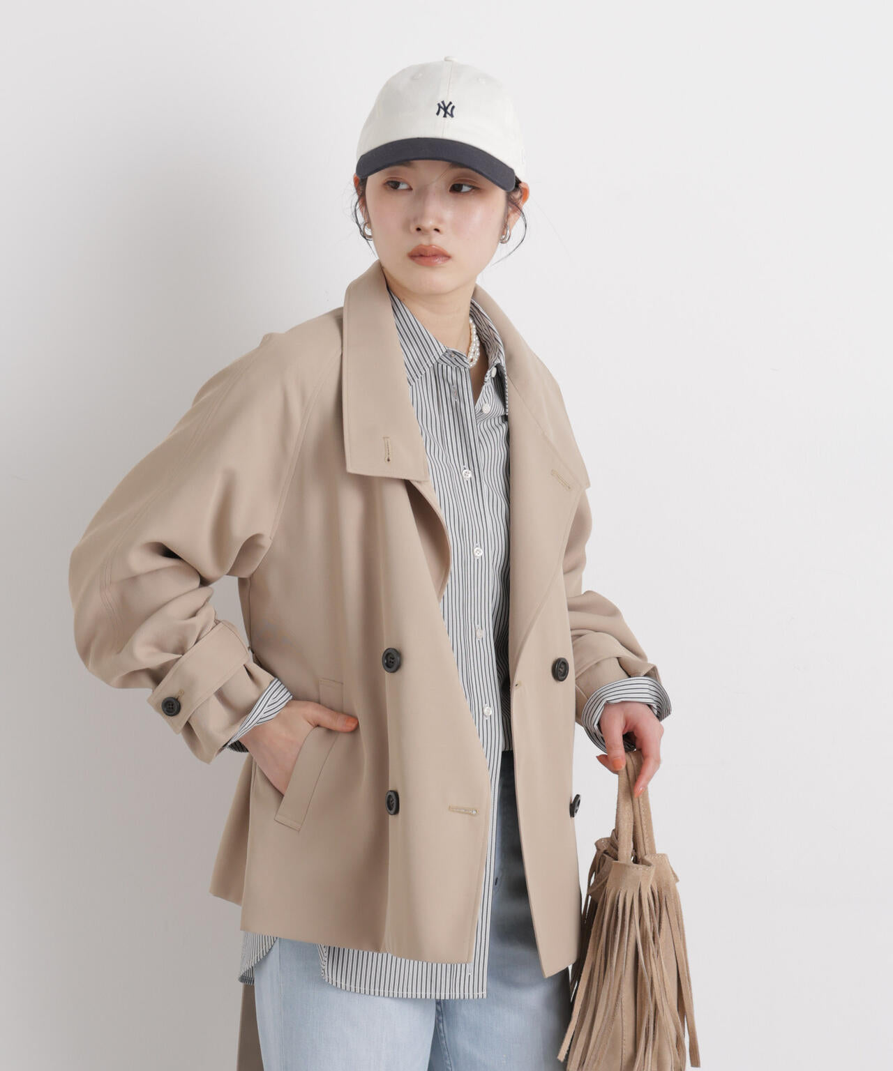 エアリーツイルベルテッドショートコート