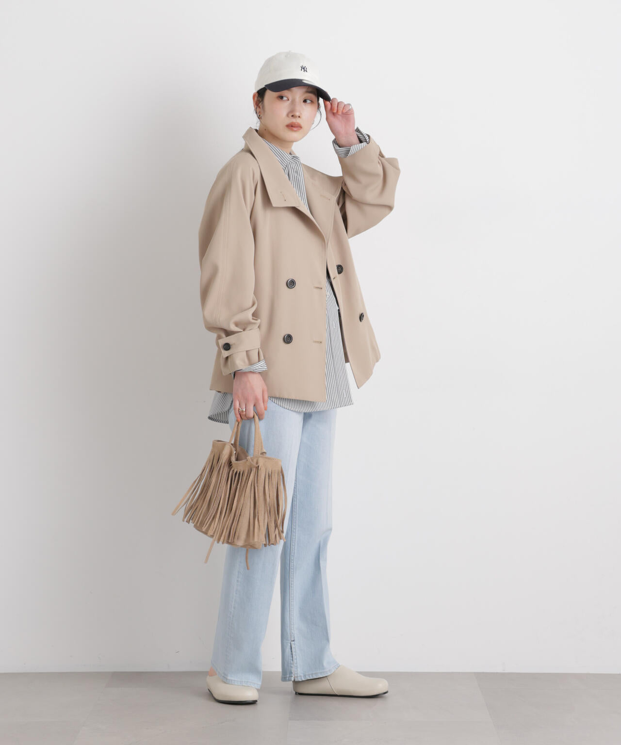 エアリーツイルベルテッドショートコート