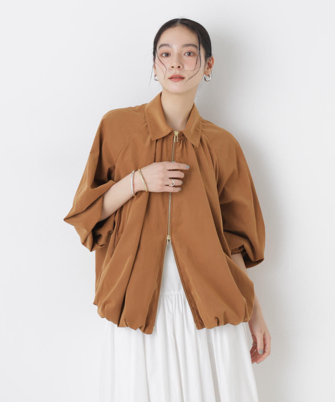 ライトスエードギャザーバルーンブルゾン