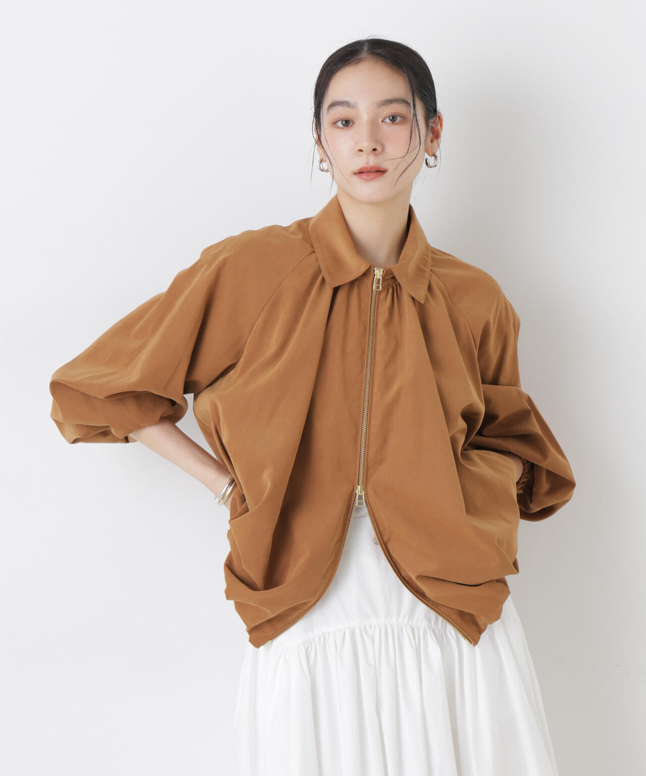 ライトスエードギャザーバルーンブルゾン