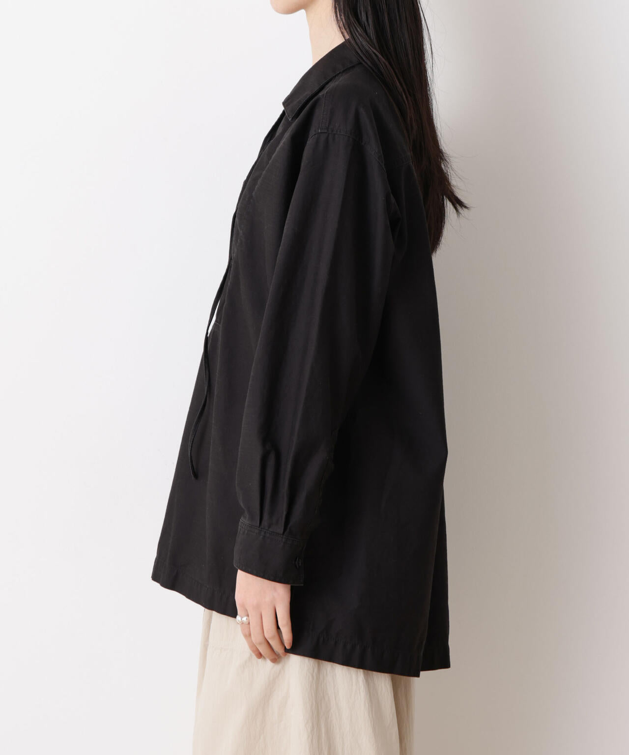 「STEVELOUR」コットンレースアップチュニックシャツ
