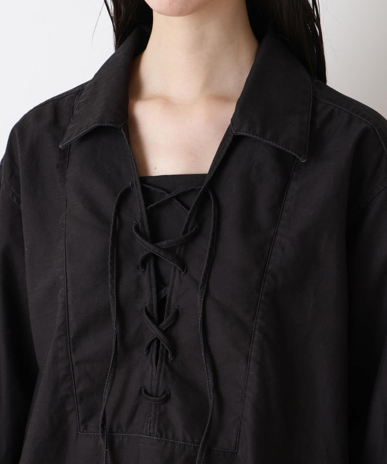「STEVELOUR」コットンレースアップチュニックシャツ