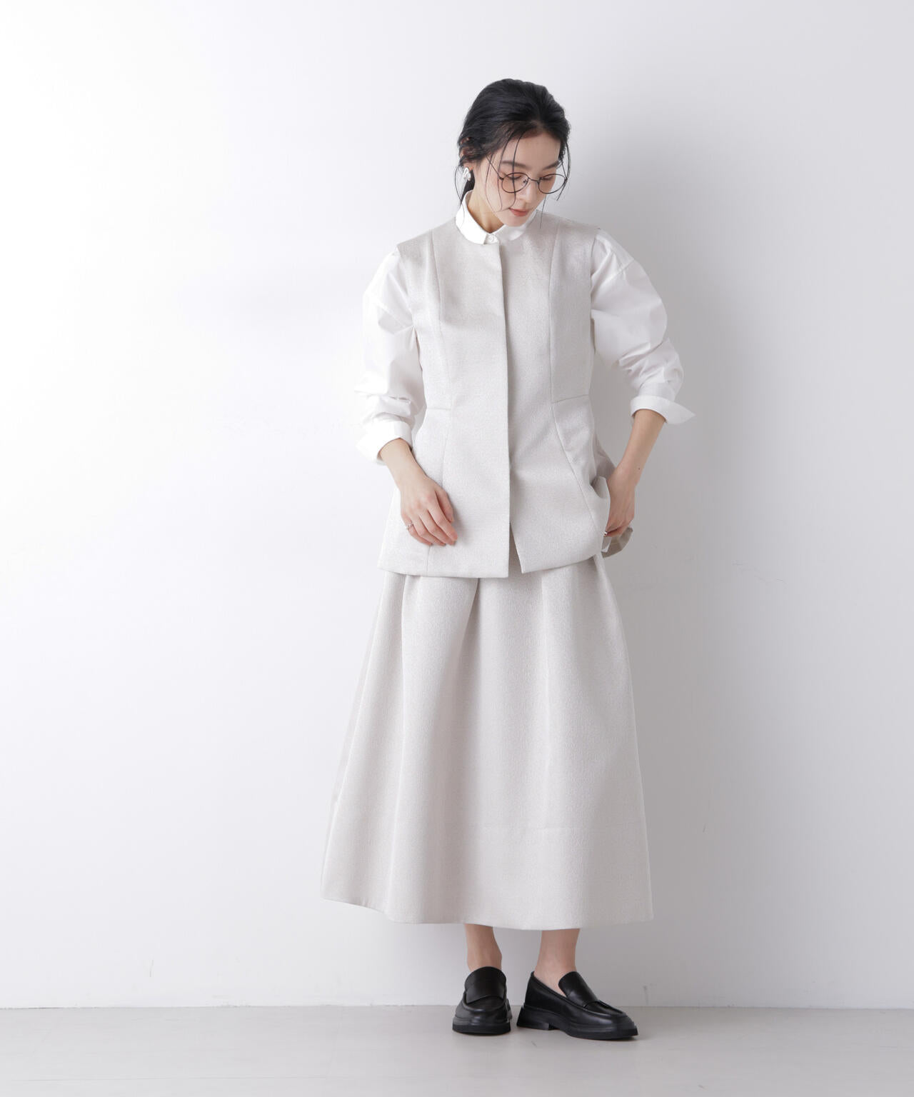 ジャガードペプラムジレ(セットアップ可)