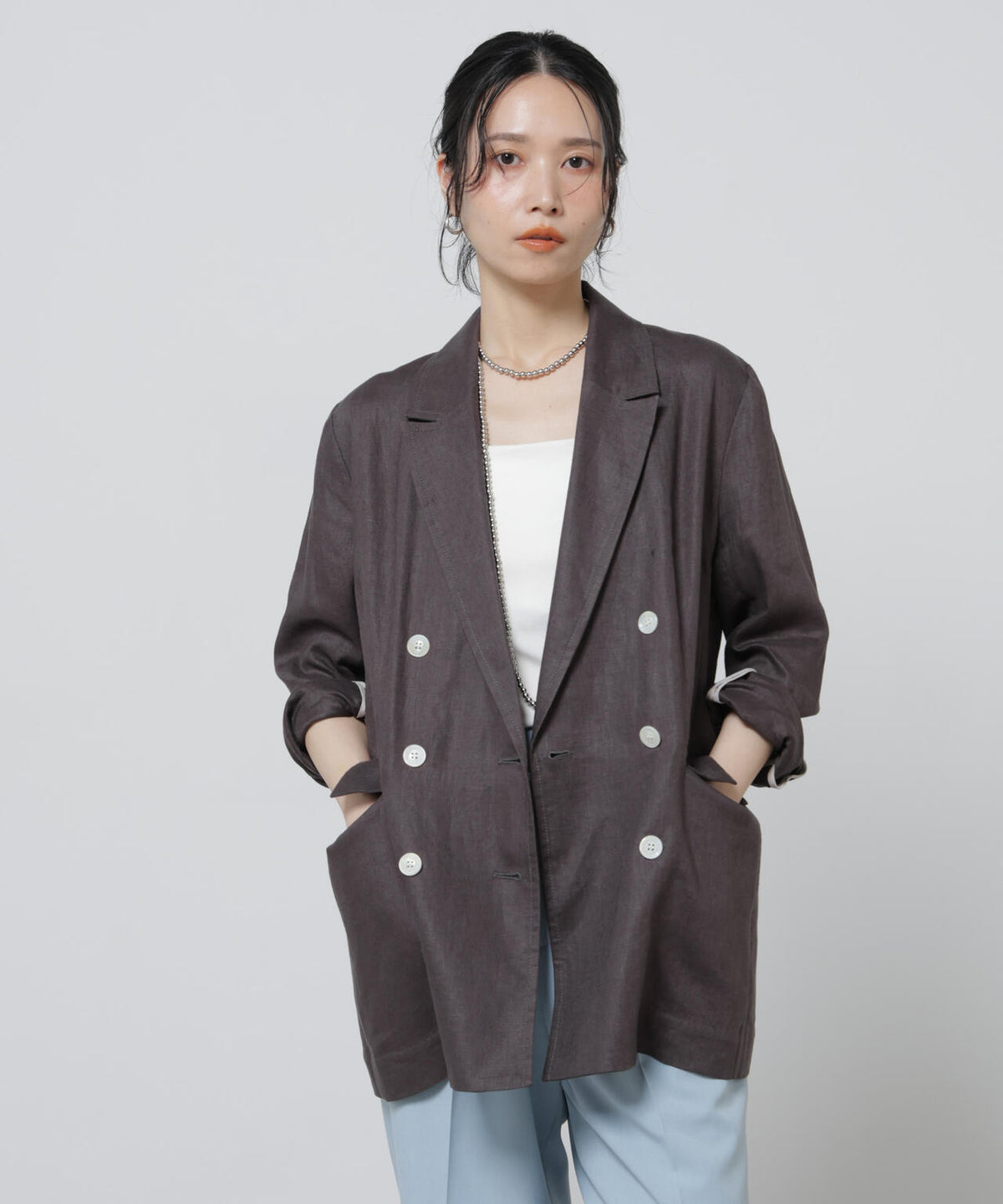 European Flax ダブル6Bジャケット(セットアップ可)