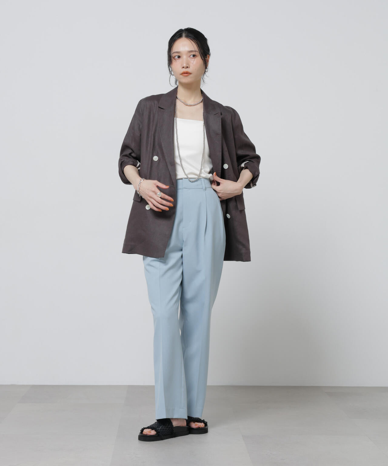 European Flax ダブル6Bジャケット(セットアップ可)