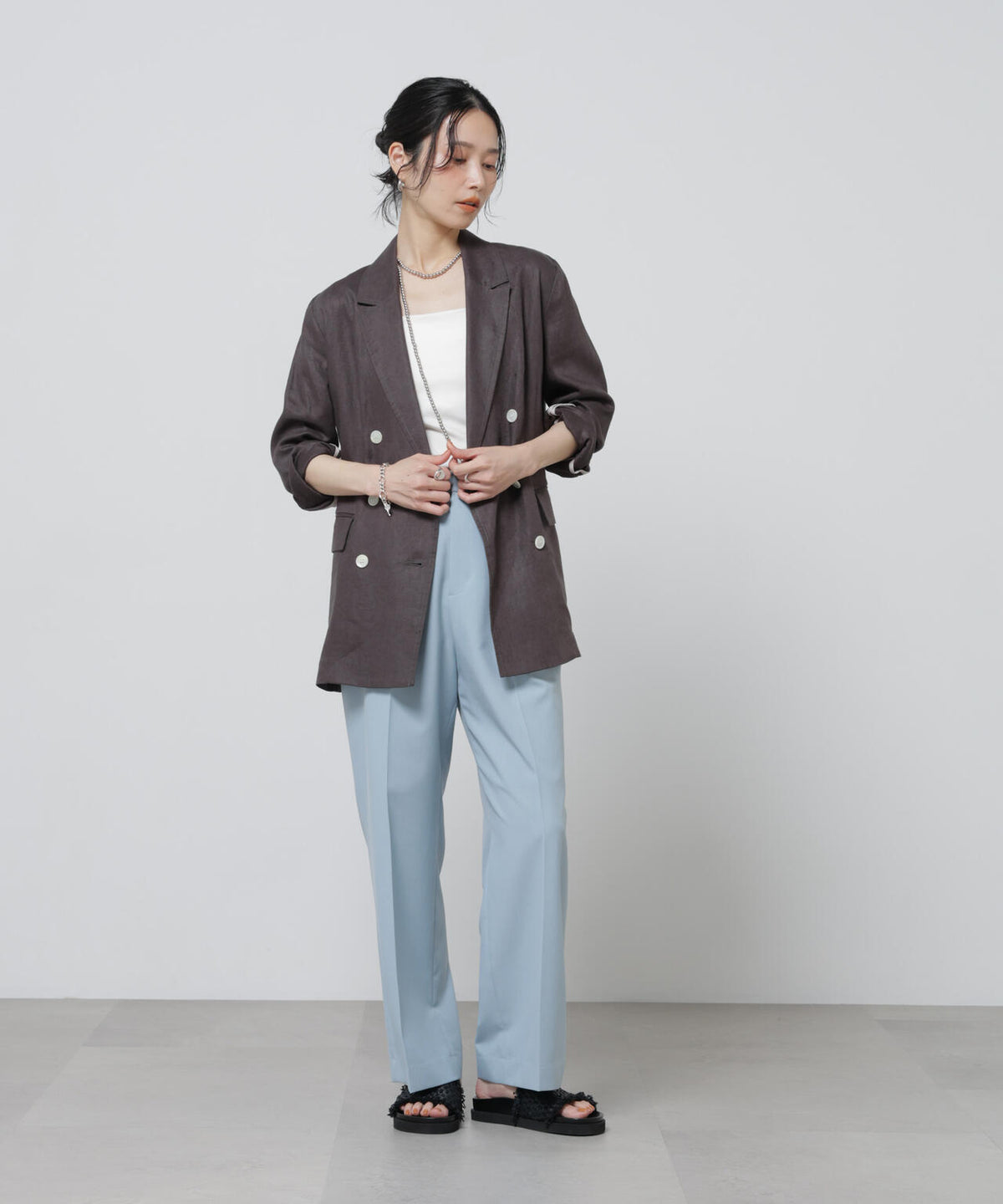 European Flax ダブル6Bジャケット(セットアップ可)