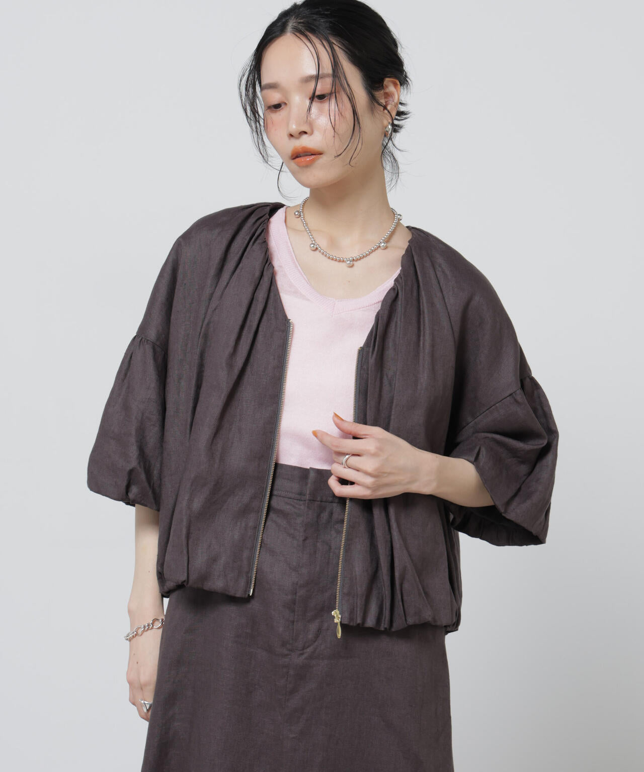 European Flax ギャザーバルーンブルゾン(セットアップ可)