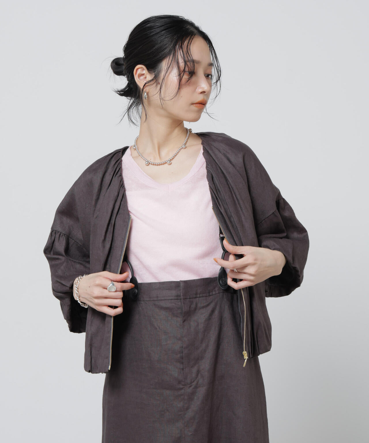 European Flax ギャザーバルーンブルゾン(セットアップ可)