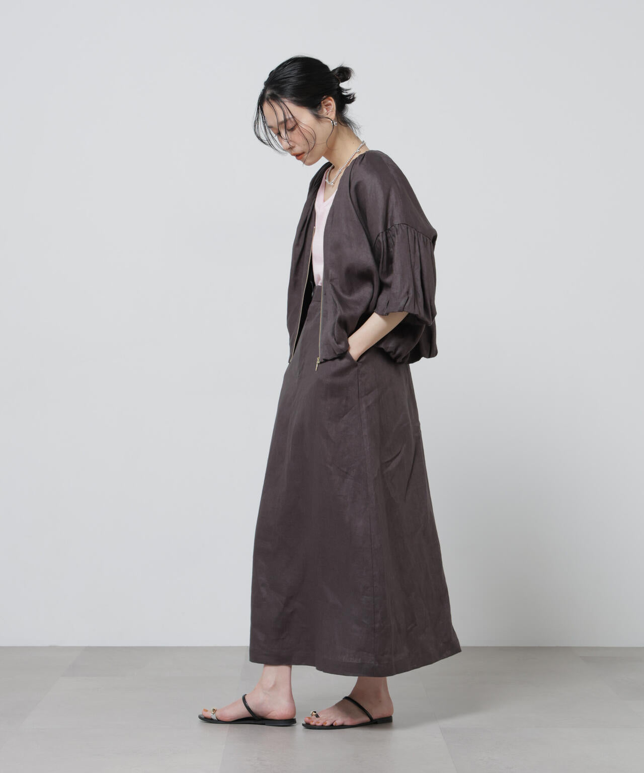 European Flax ギャザーバルーンブルゾン(セットアップ可)