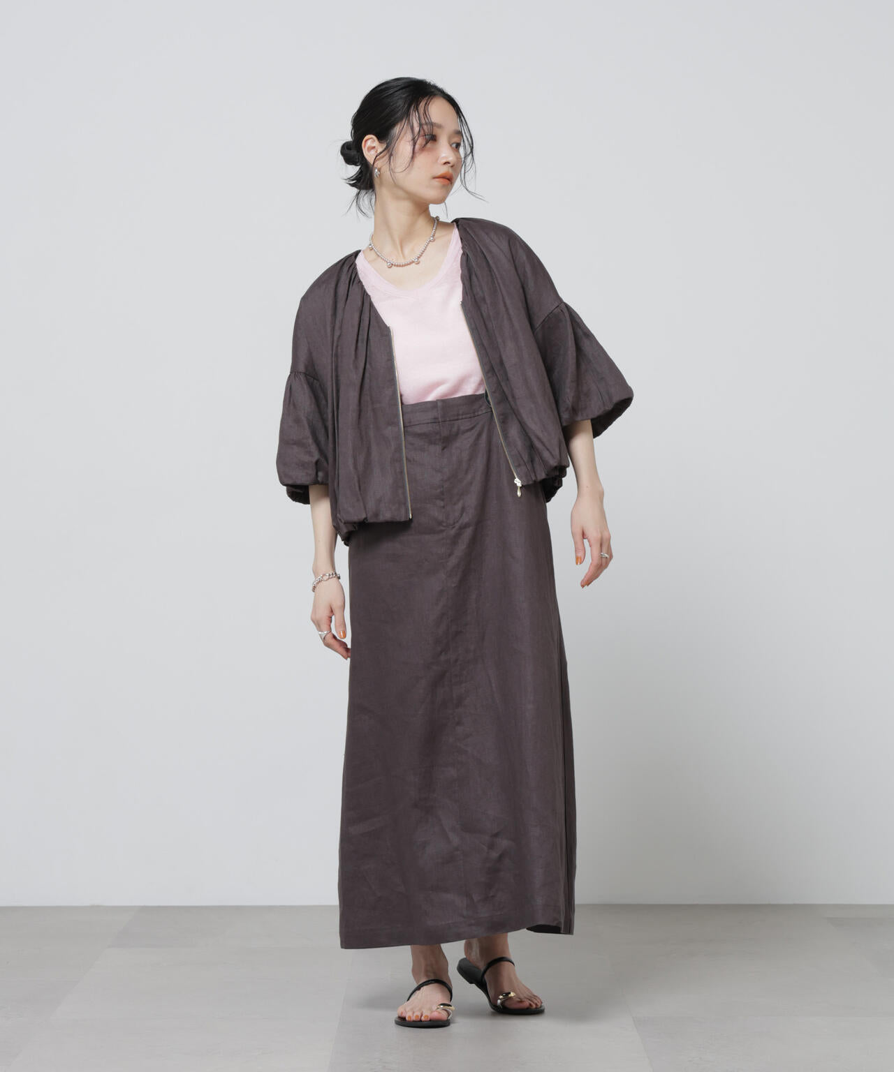 European Flax ギャザーバルーンブルゾン(セットアップ可)