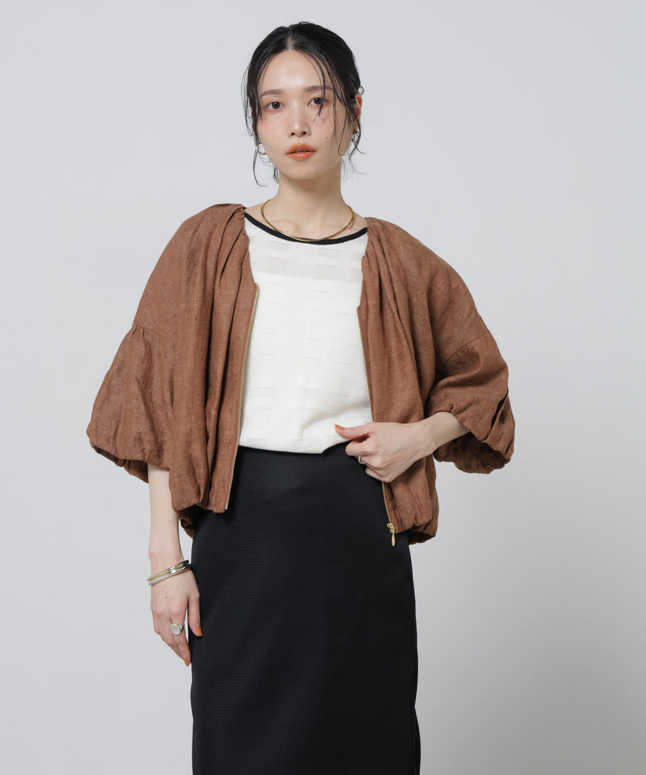 European Flax ギャザーバルーンブルゾン(セットアップ可)