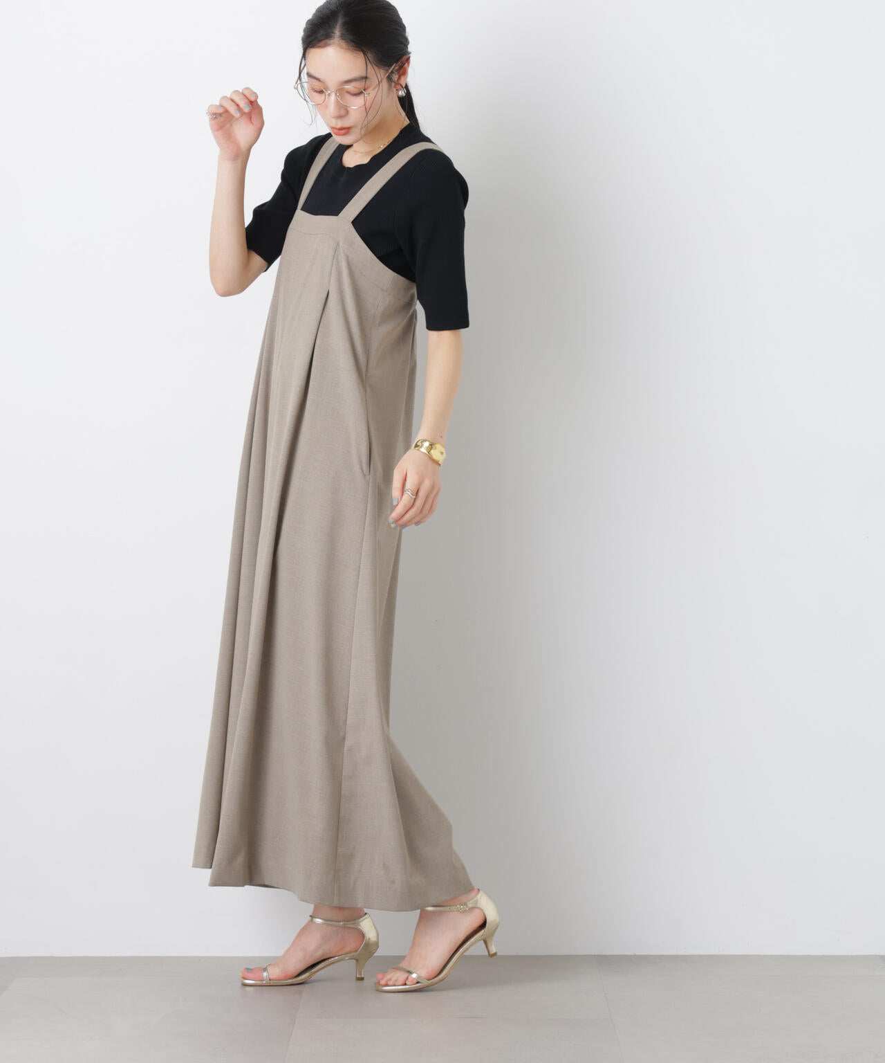 ワイドフレアサロペット